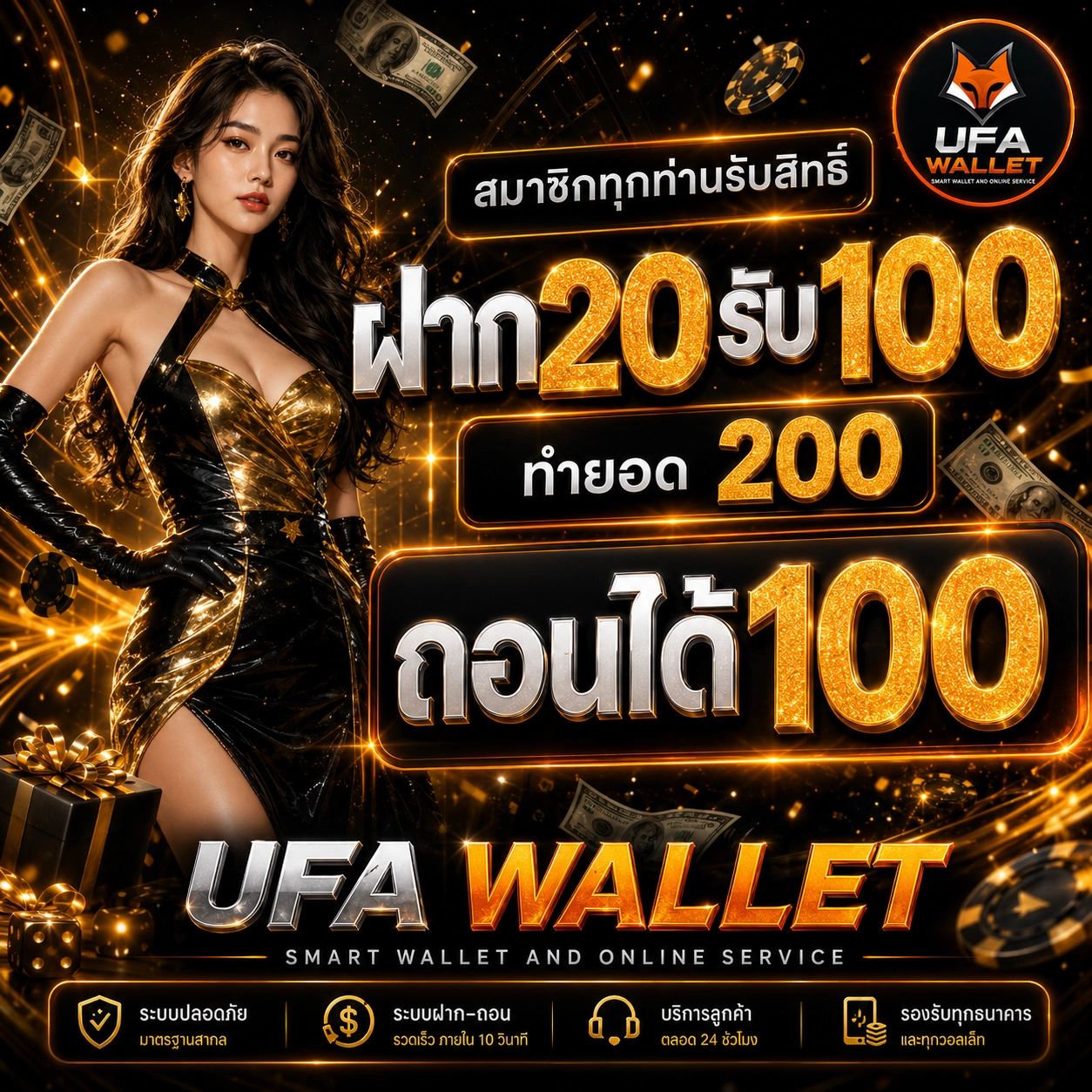 20 รับ 100 ทํายอด200 ถอนได้100