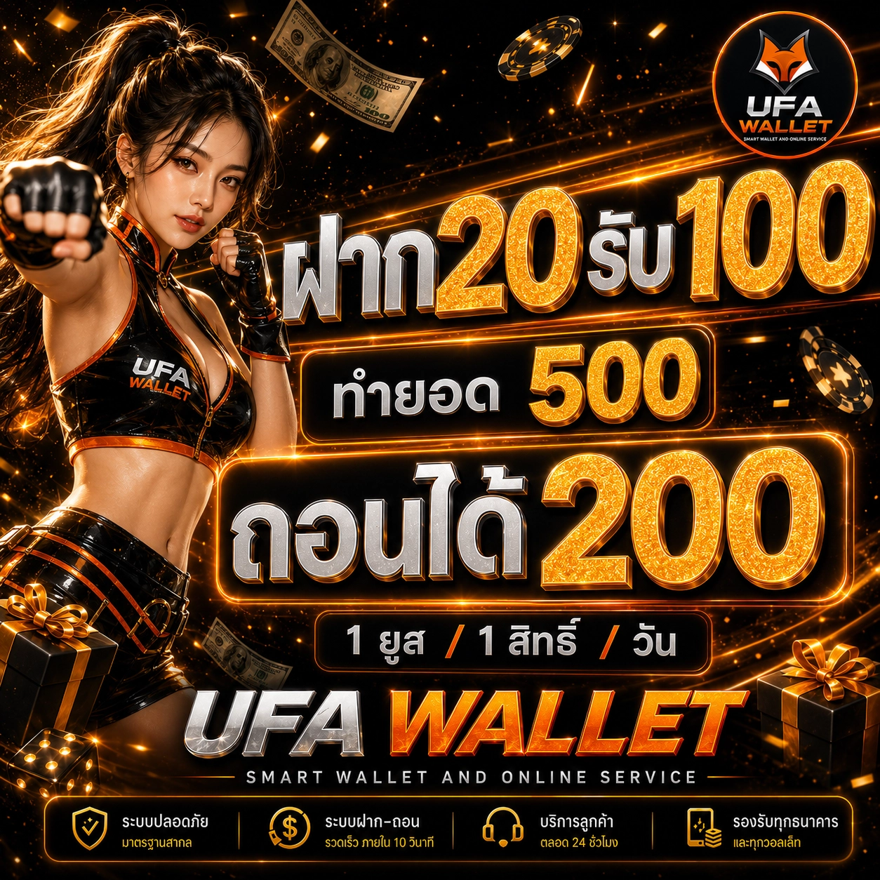 20 รับ 100 ทํายอด500 ถอนได้200